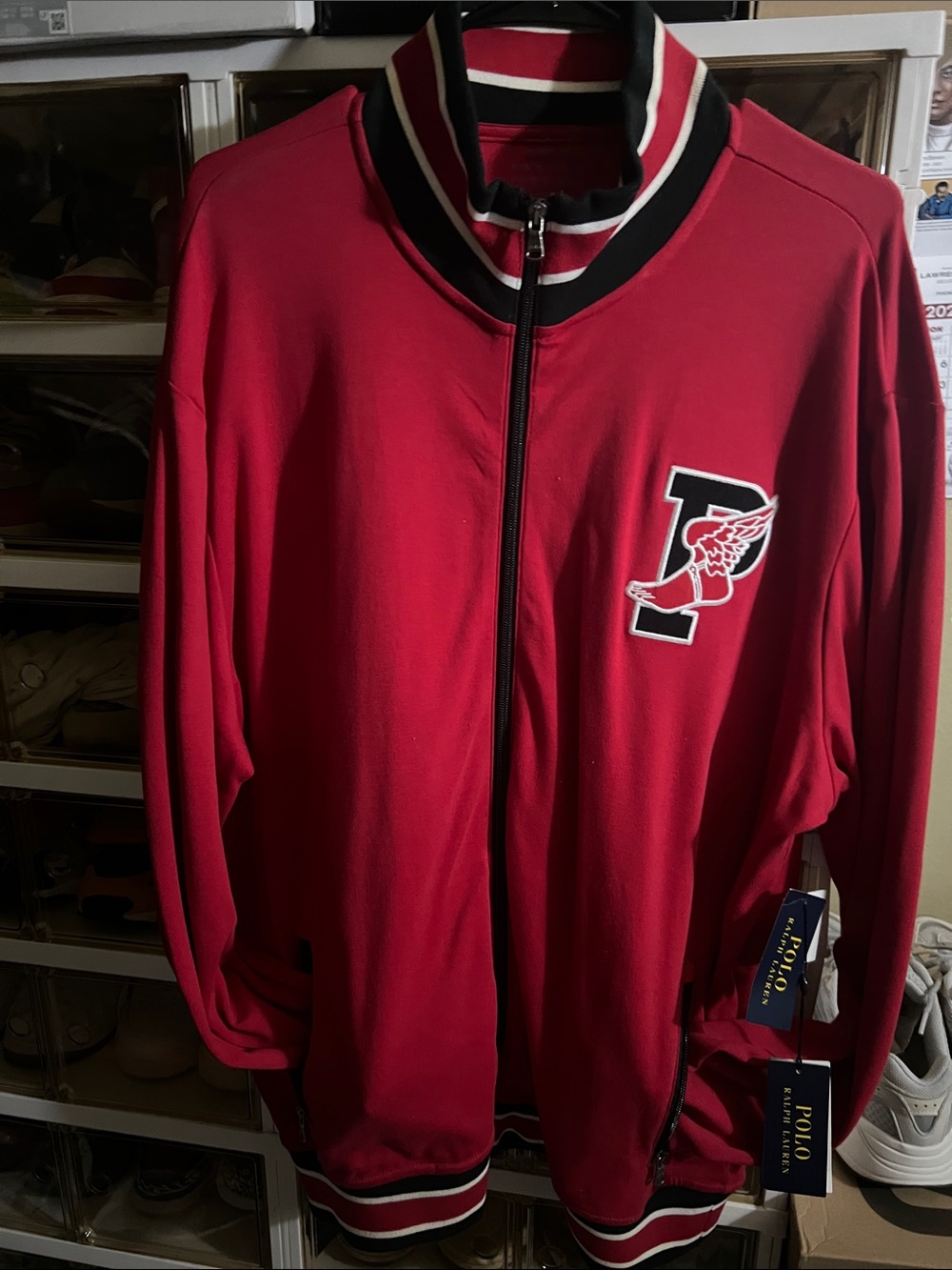 Ralph Lauren Red Zip-Up Track Jacket with P Winged Patch 90s feel 🔥🔥🔥